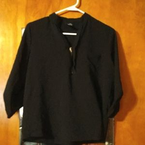 (3 for $15) Black zip neck blouse